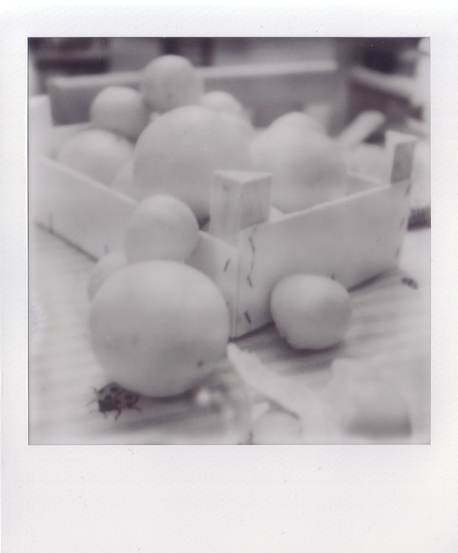 Oranges in a wooden crate.